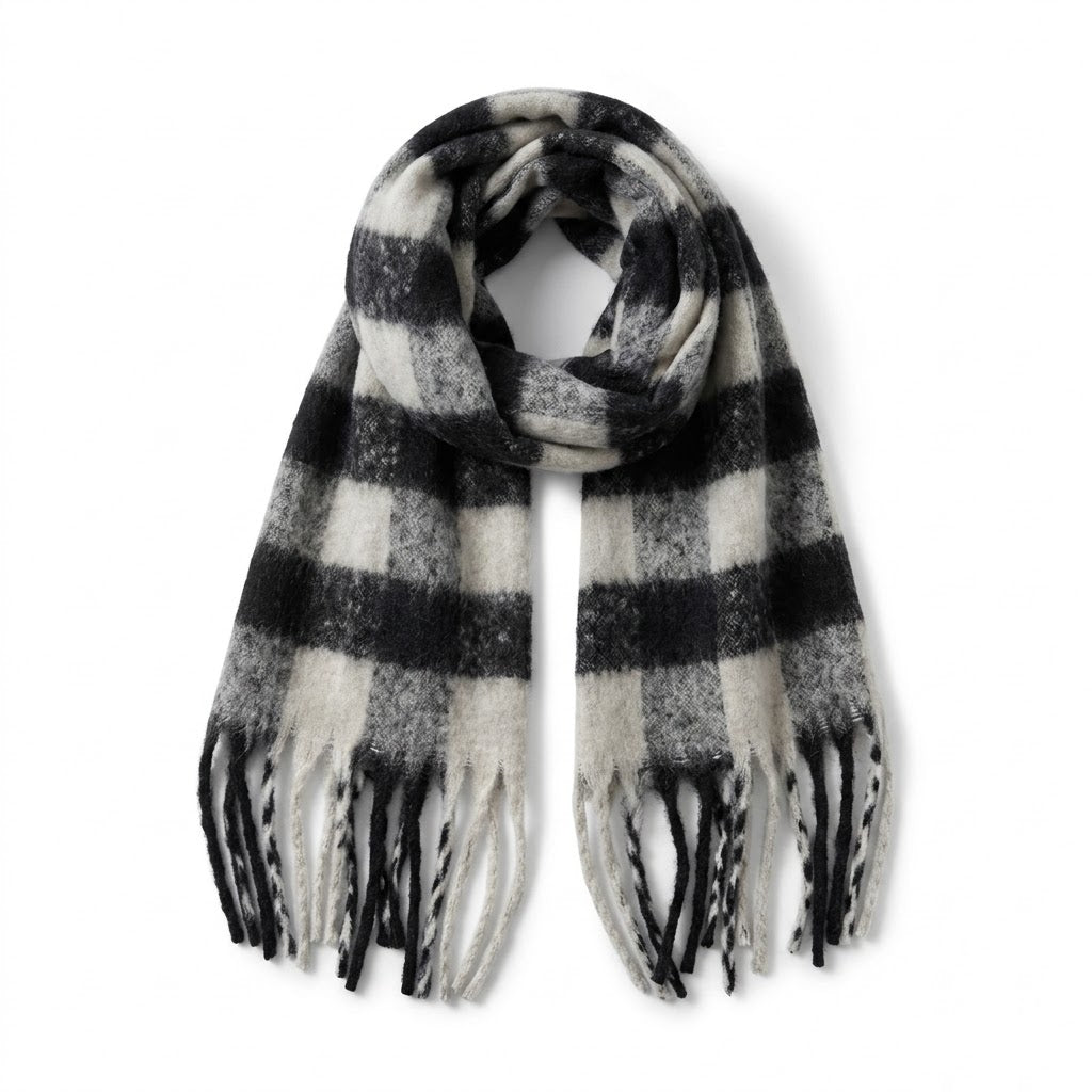 Classic Plaid Tassel Winter Scarf
