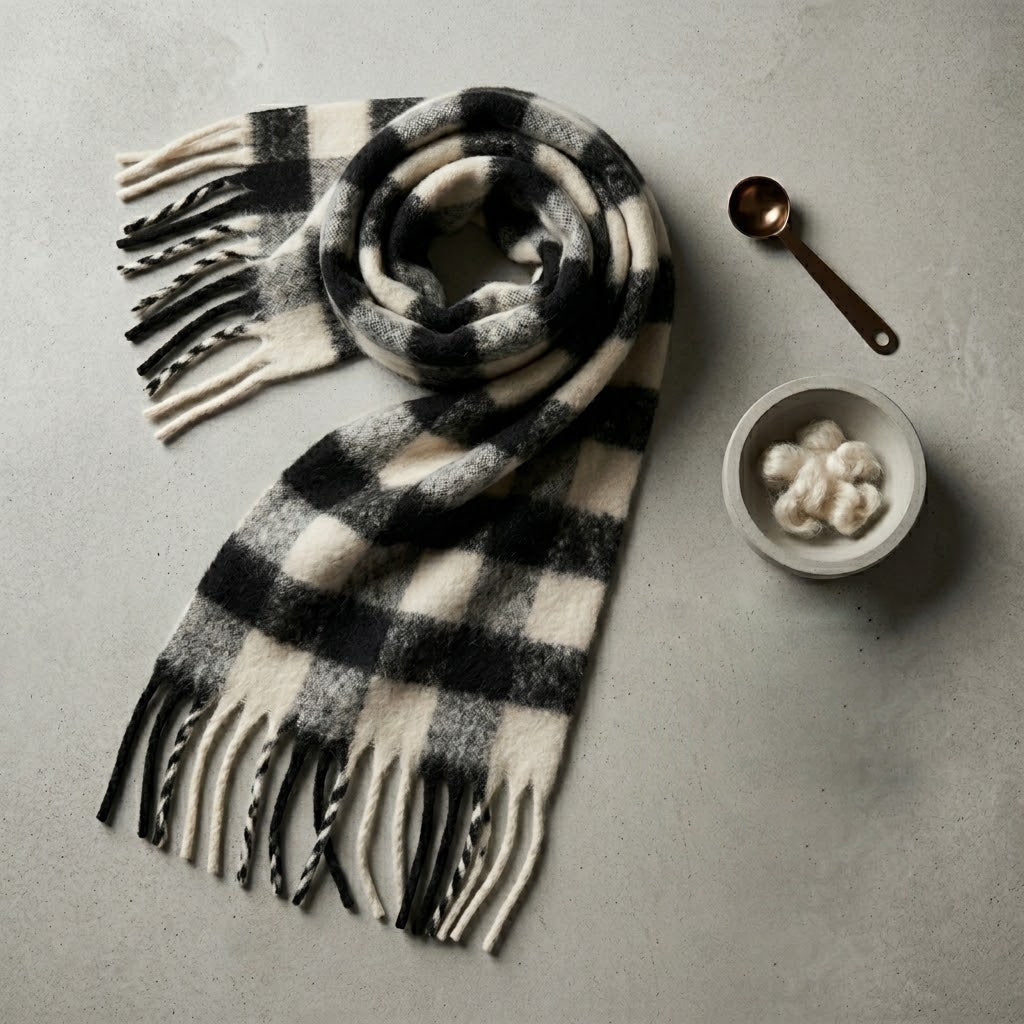 Classic Plaid Tassel Winter Scarf