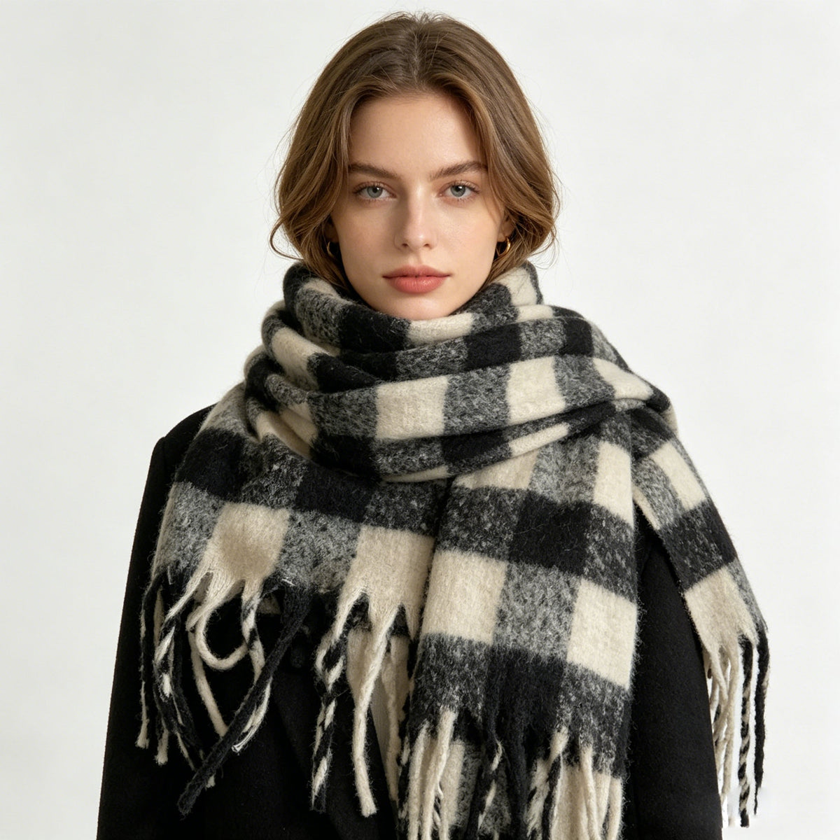 Classic Plaid Tassel Winter Scarf