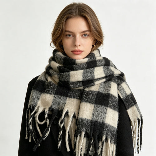 Classic Plaid Tassel Winter Scarf
