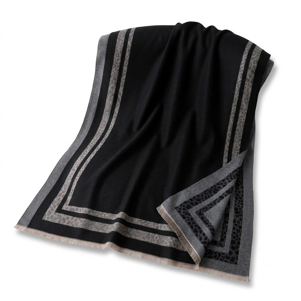 Leopard Accent Jacquard Winter Scarf