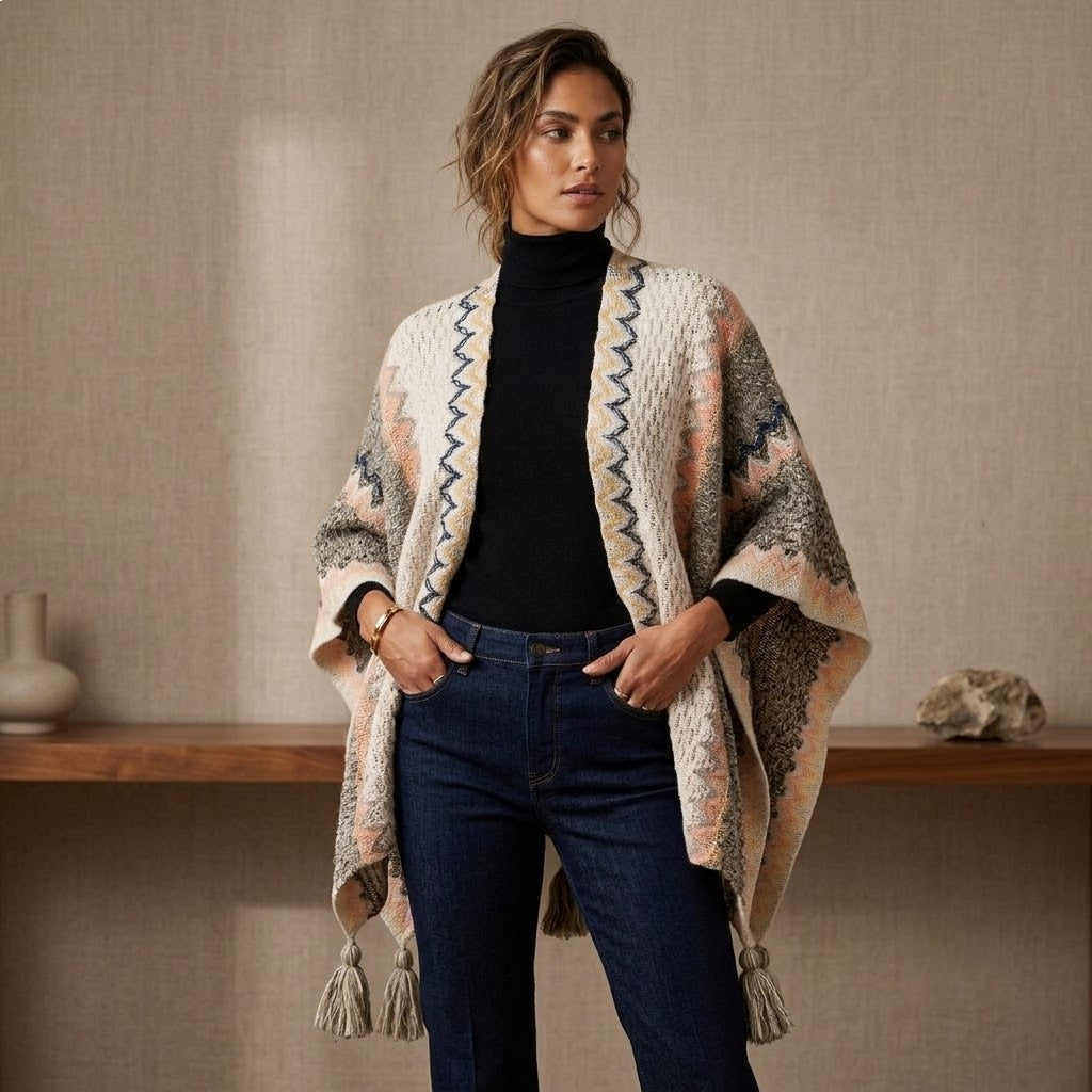 Retro Ethnic Pullover Cloak